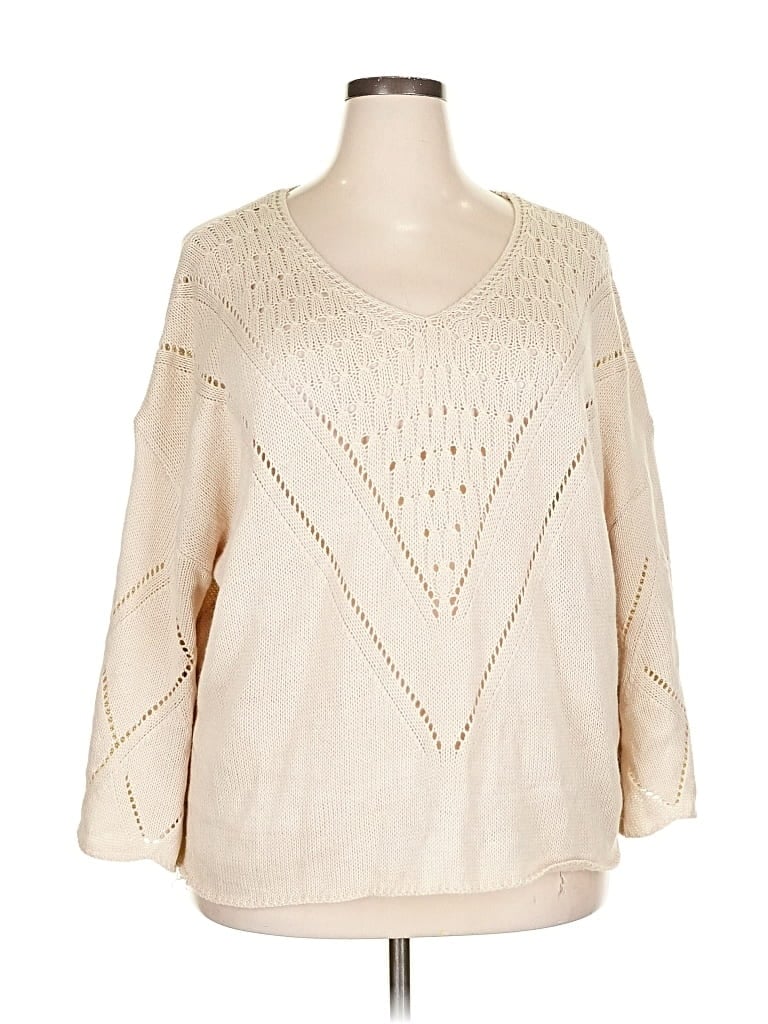 SHEIN CURVE Pre-owned Pullover Sweater In White