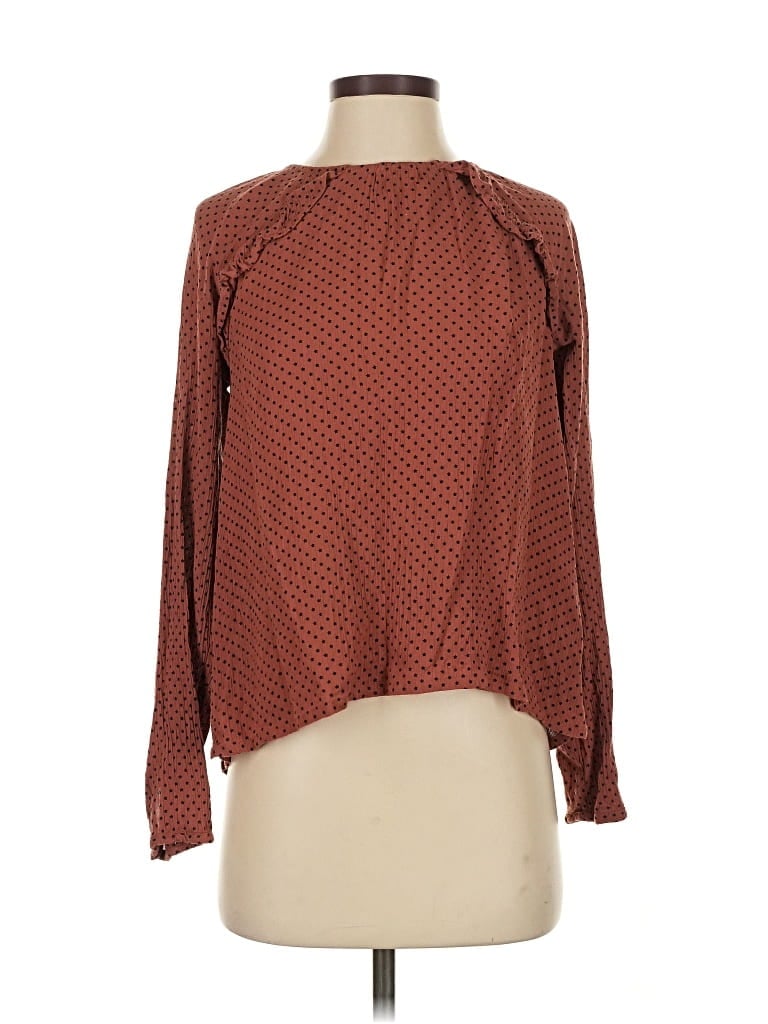 Pre-owned Fat Face Long Sleeve Blouse In Brown