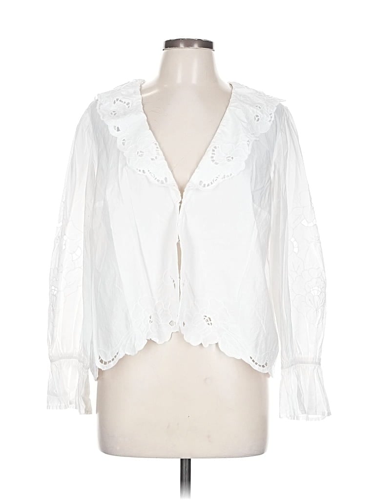 Pre-owned Free People 3/4 Sleeve Blouse In White