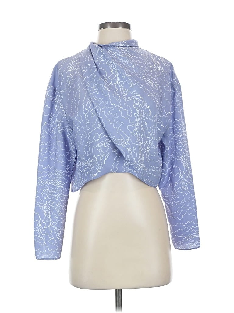 Pre-owned Astr Long Sleeve Blouse In Blue