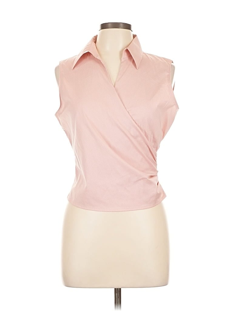 Pre-owned Anne Klein Sleeveless Button Down Shirt In Pink
