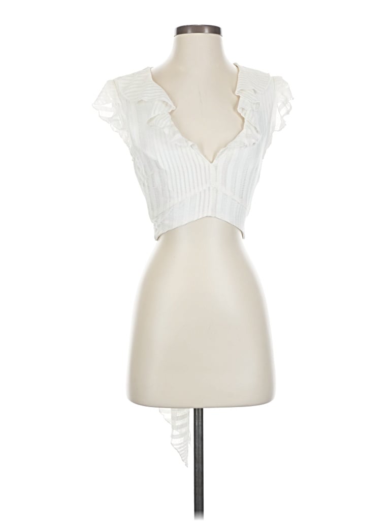 Pre-owned Saints + Secrets Short Sleeve Top White Sweetheart Neckline Tops