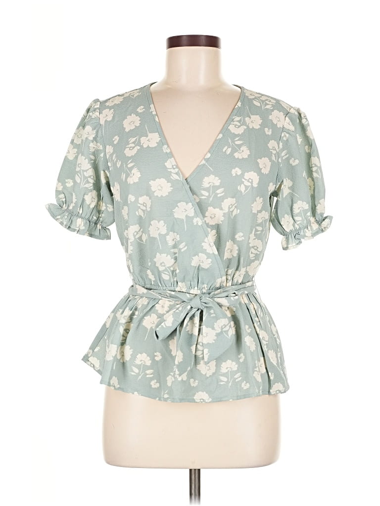 Pre-owned Adore Me Short Sleeve Blouse In Green