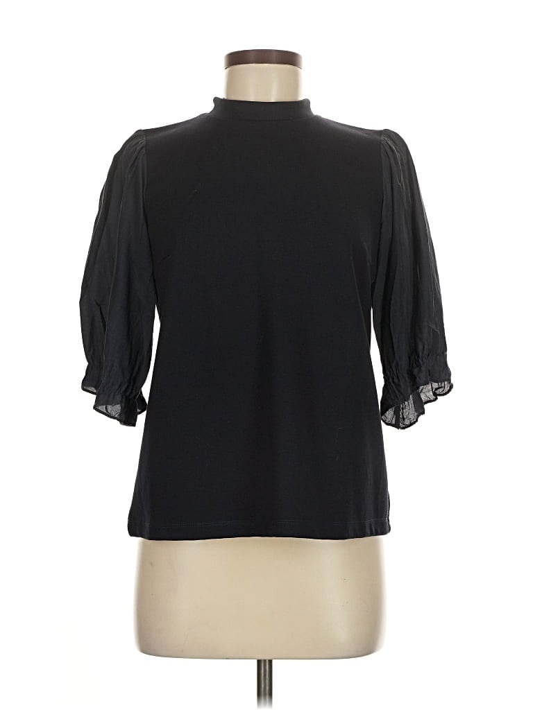 Pre-owned Saint + Sofia 3/4 Sleeve Blouse In Black