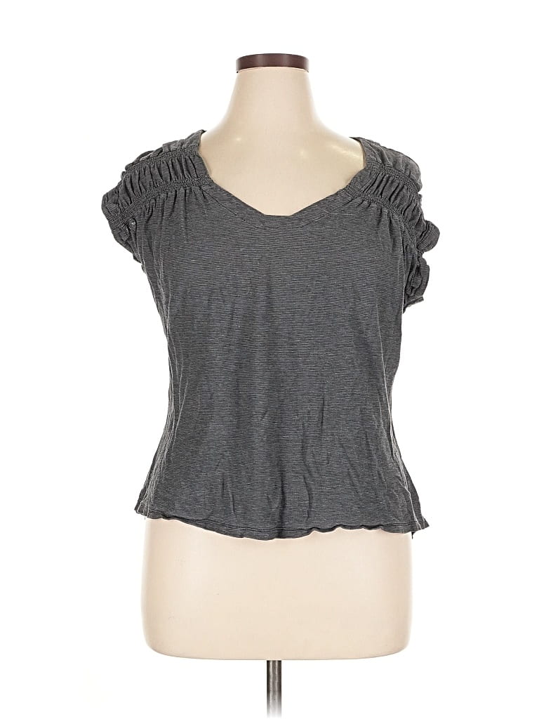 Pre-owned Prana Short Sleeve Top Gray Sweetheart Neckline Tops