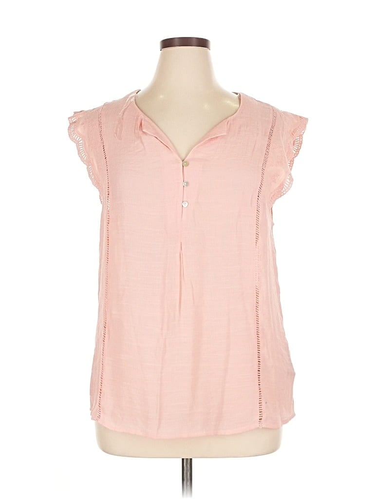 Pre-owned Zac & Rachel Short Sleeve Blouse In Pink