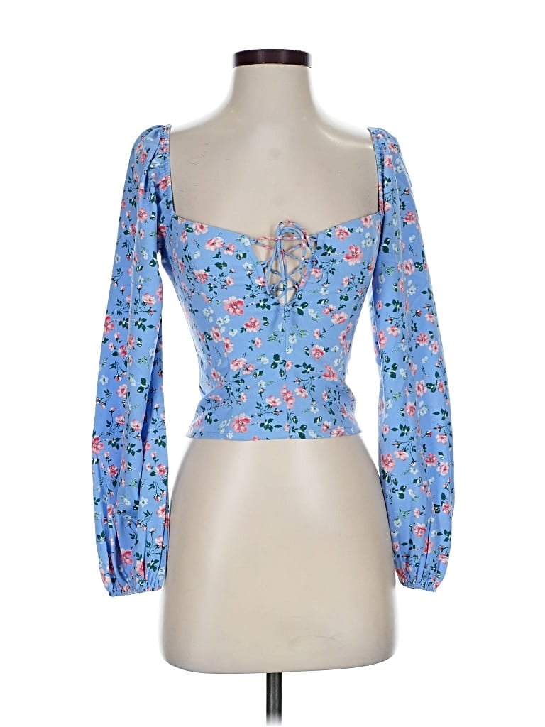 Pre-owned Abercrombie & Fitch 3/4 Sleeve Blouse In Blue