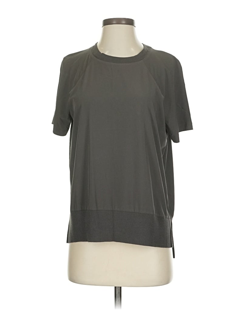 Pre-owned Athleta Short Sleeve Top Gray Crew Neck Tops