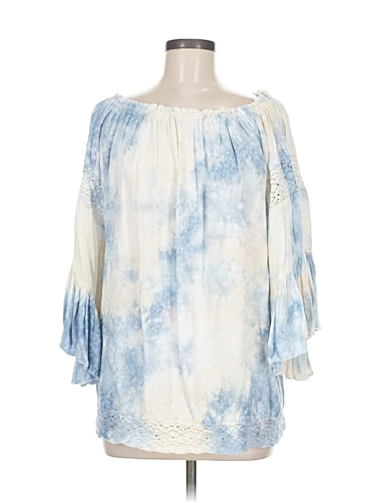 Pre-owned Surf Gypsy 3/4 Sleeve Blouse In Blue