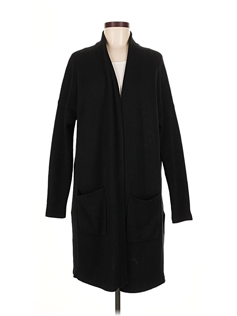 Pre-owned Athleta Wool Cardigan Sweater In Black