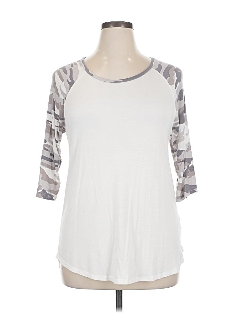 Pre-owned Sweet Romeo 3/4 Sleeve Top Silver Scoop Neck Tops