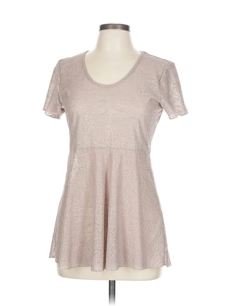 Pre-owned Bke Short Sleeve Top Tan Sweetheart Neckline Tops In Brown