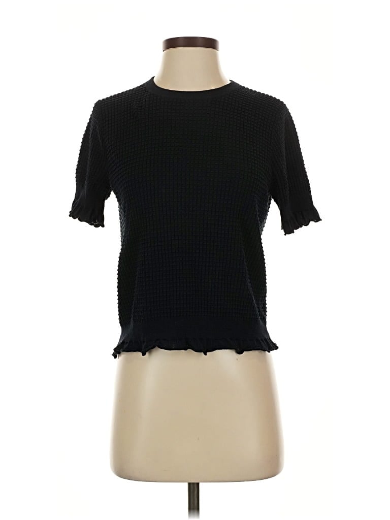 Pre-owned Theory Short Sleeve Turtleneck In Black