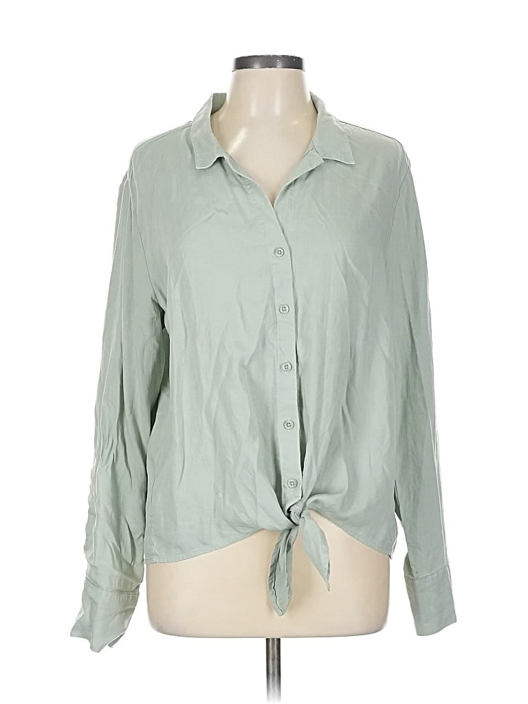 Pre-owned Cloth & Stone Long Sleeve Blouse In Green