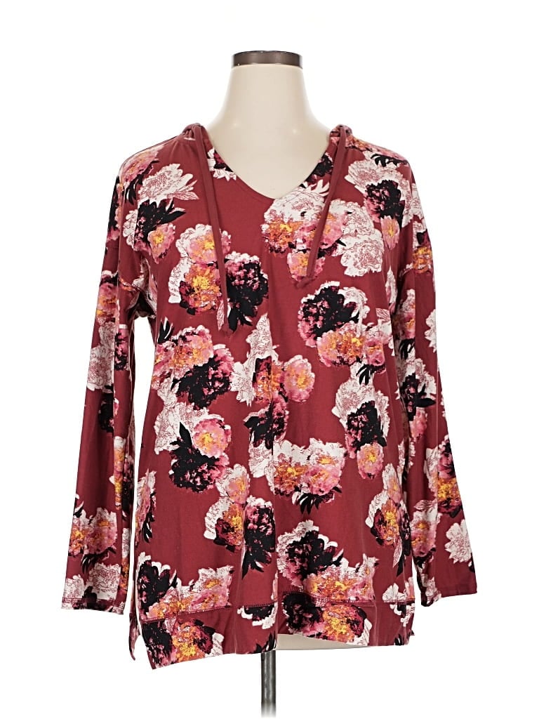 Pre-owned Lularoe Long Sleeve Henley Shirt In Burgundy