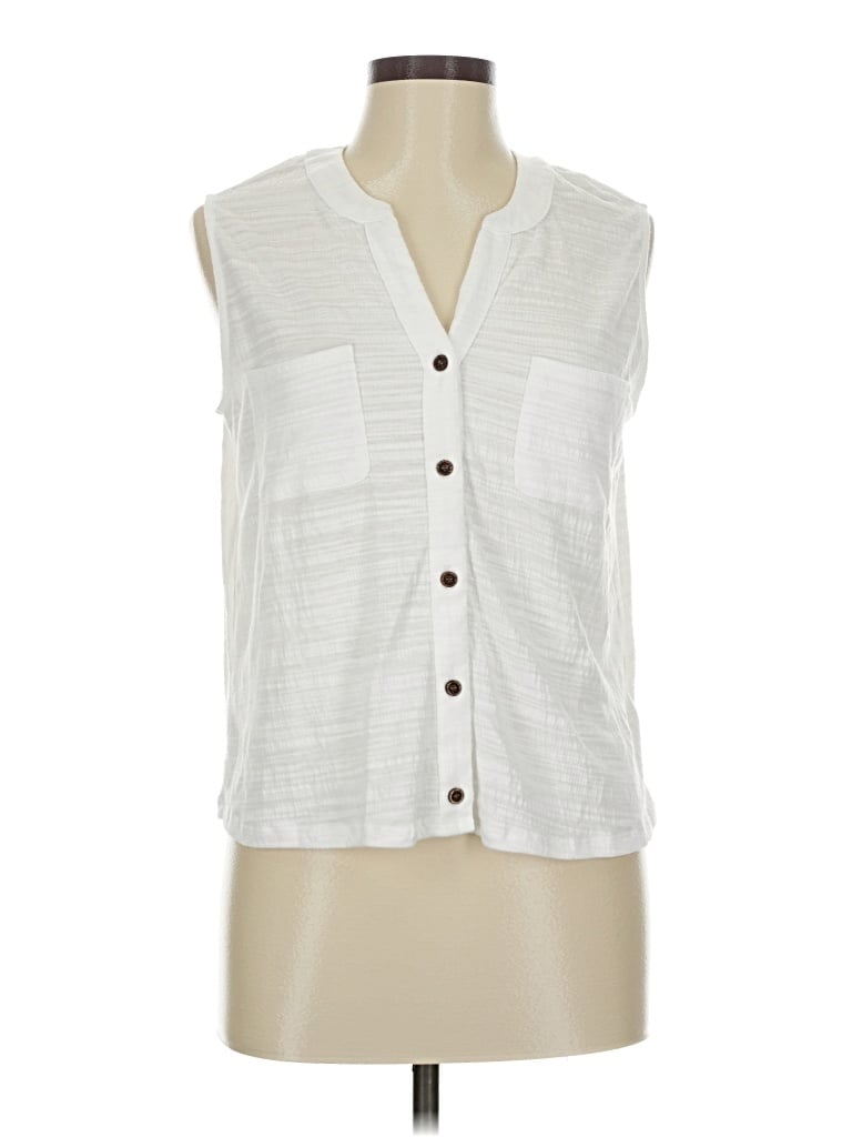 Pre-owned C&c California Sleeveless Blouse In White