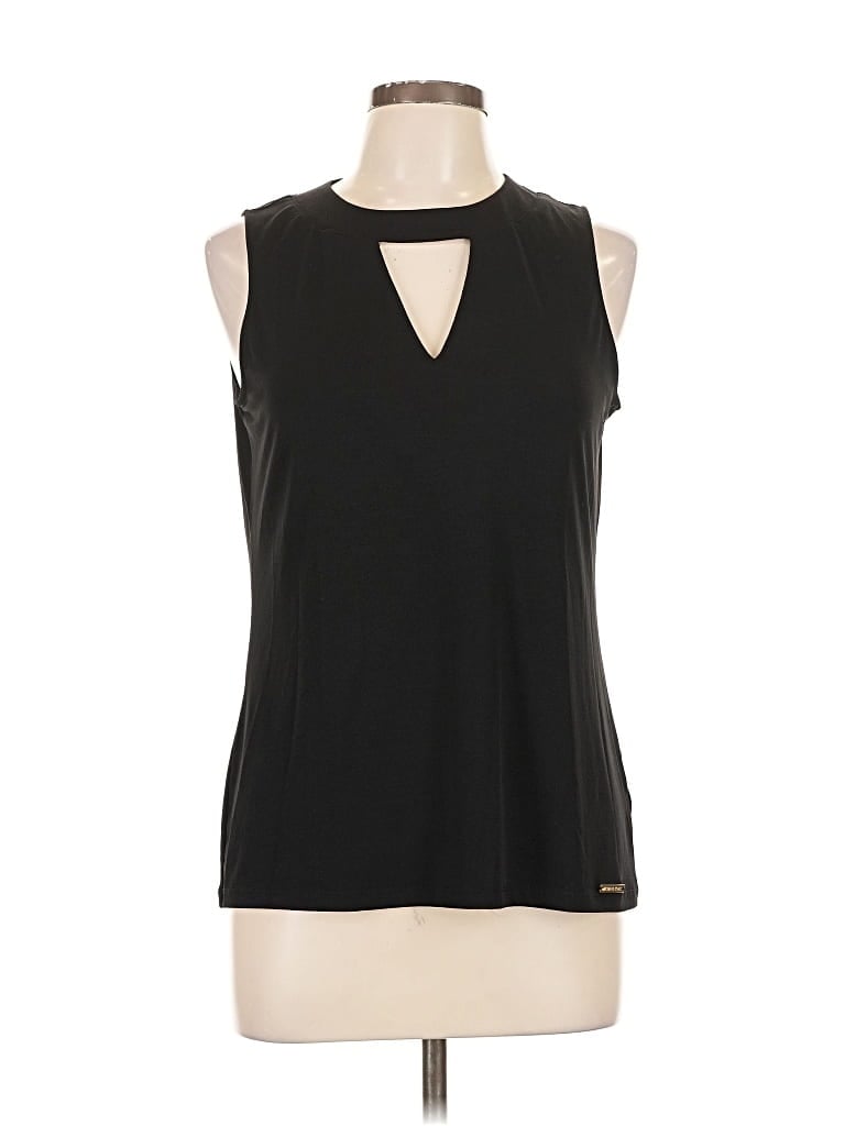 Pre-owned Michael Michael Kors Sleeveless Top Black Keyhole Neckline Tops