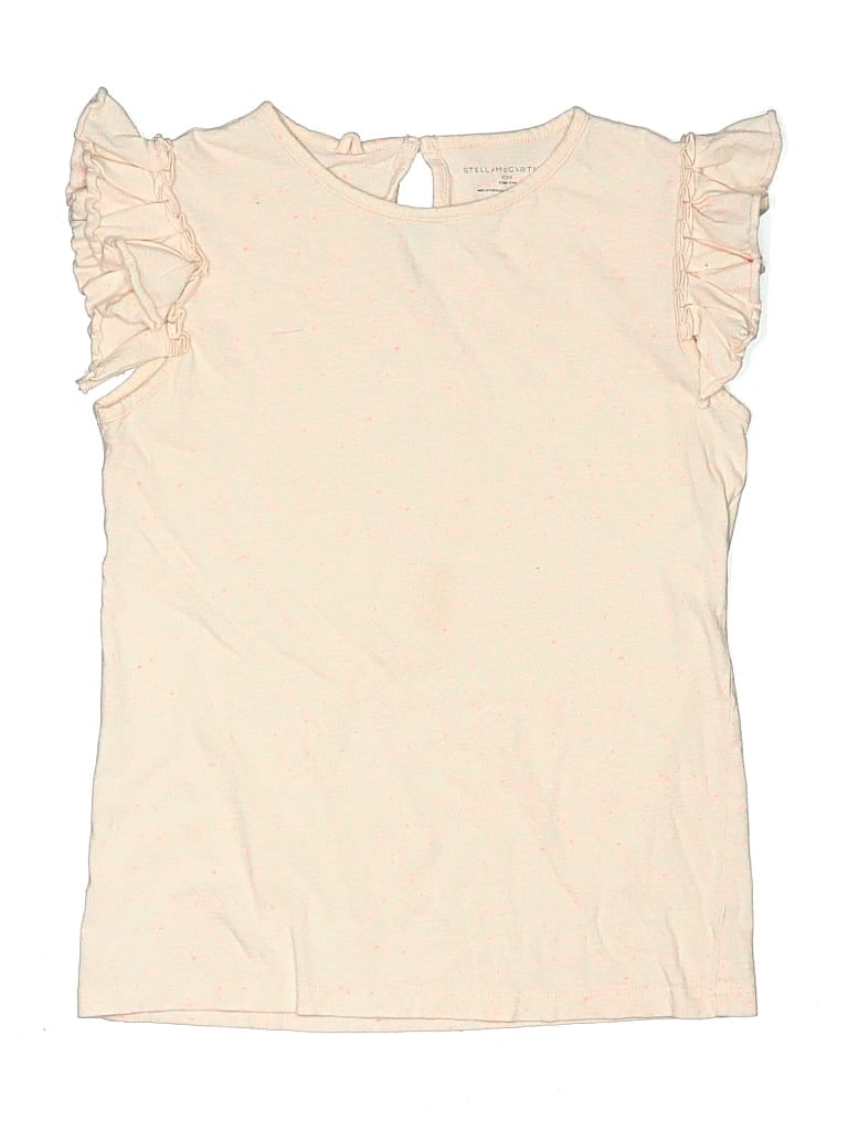 Pre-owned Stella Mccartney Kids'  Short Sleeve Top Pink Ruffles Neckline Tops