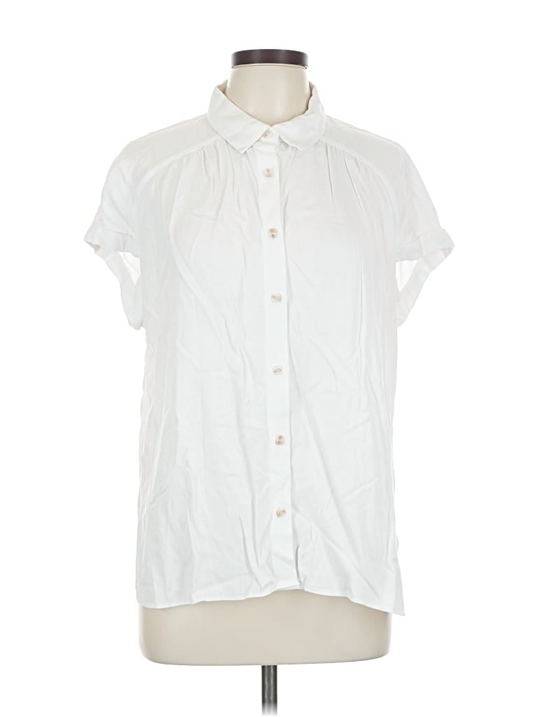 Pre-owned Rose + Olive Short Sleeve Blouse In White