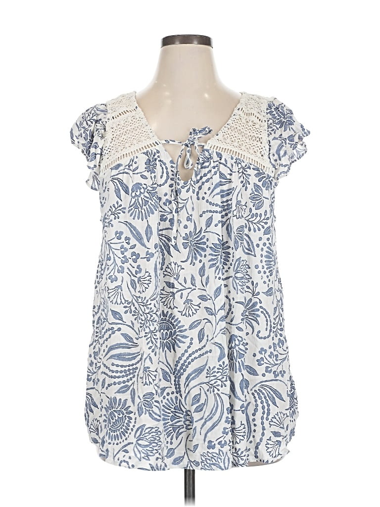 Pre-owned Maurices Short Sleeve Blouse In Blue