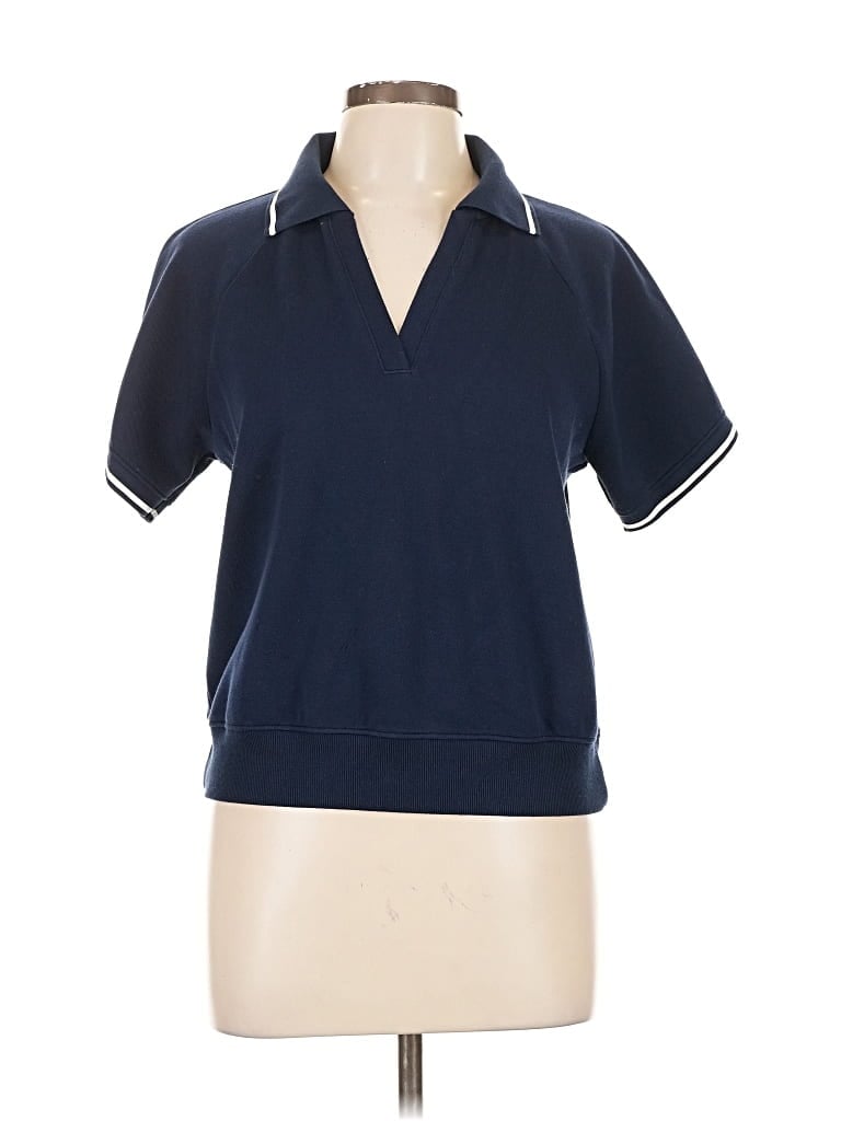 Pre-owned Spanx Short Sleeve Polo Shirt In Blue