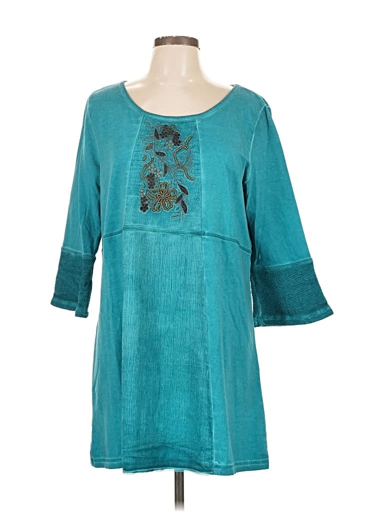 Pre-owned Soft Surroundings 3/4 Sleeve T-shirt In Blue