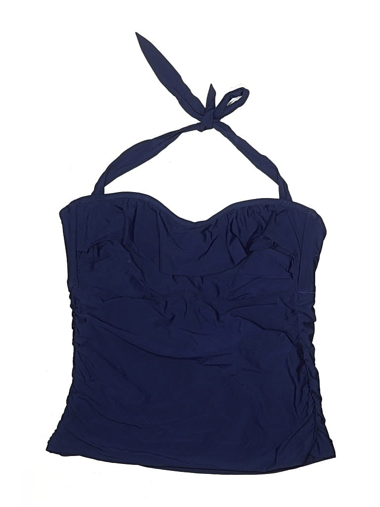 Pre-owned Alex Marie Swimsuit Top Blue Solid Pattern Swimwear