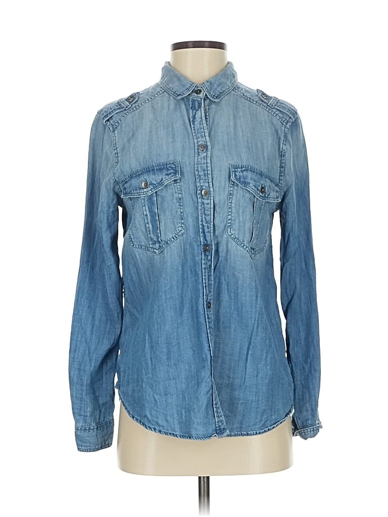 Pre-owned American Eagle Outfitters Long Sleeve Button Down Shirt In Blue