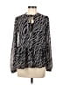 MICHAEL Michael Kors Animal Print Black Silver Long Sleeve Blouse Size S - photo 1