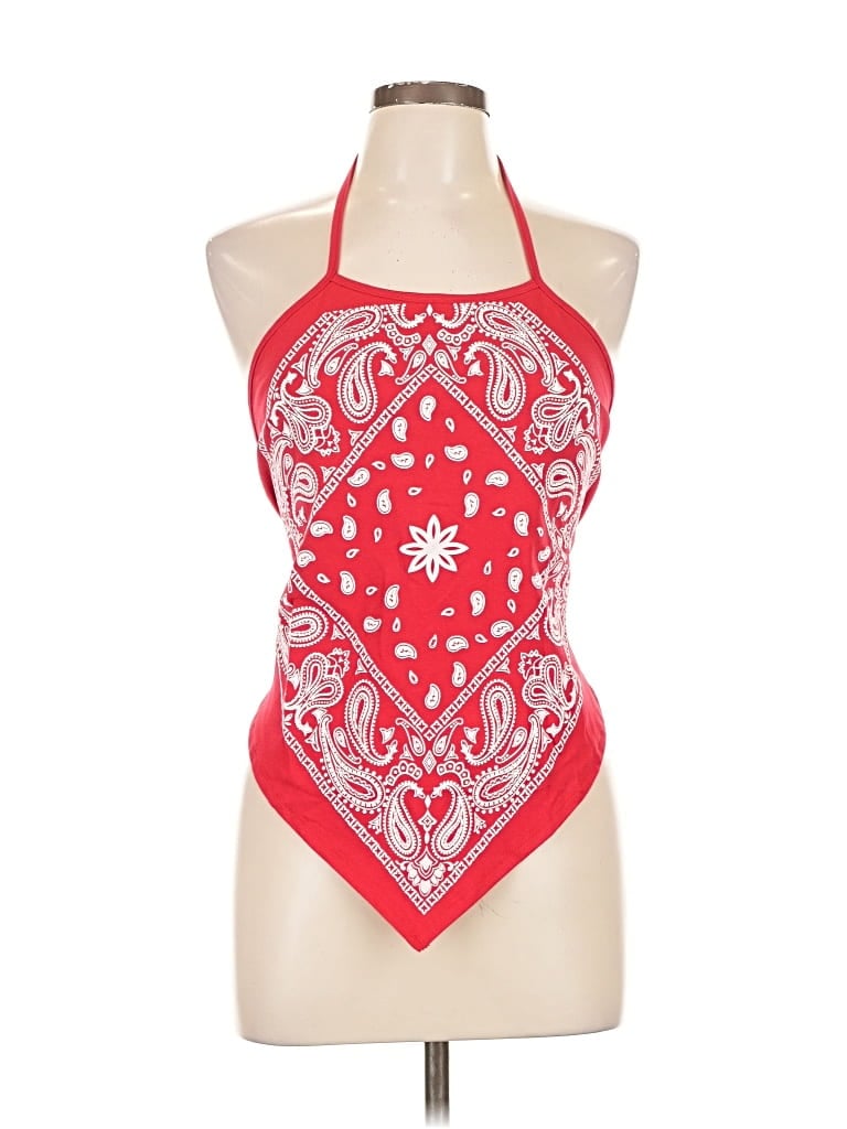 Design By Olivia Tank Top Red Halter Neckline Tops