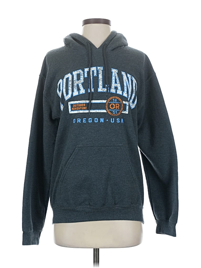 Pre-owned Gildan Pullover Hoodie In Blue
