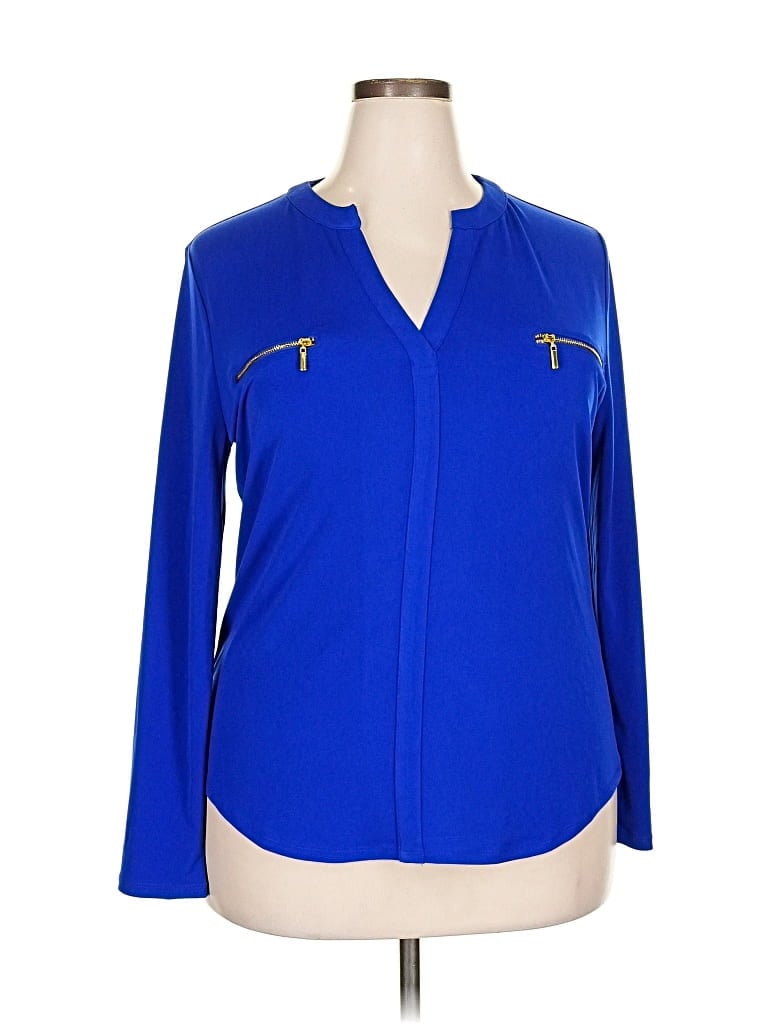 Pre-owned Inc International Concepts Long Sleeve Blouse In Blue