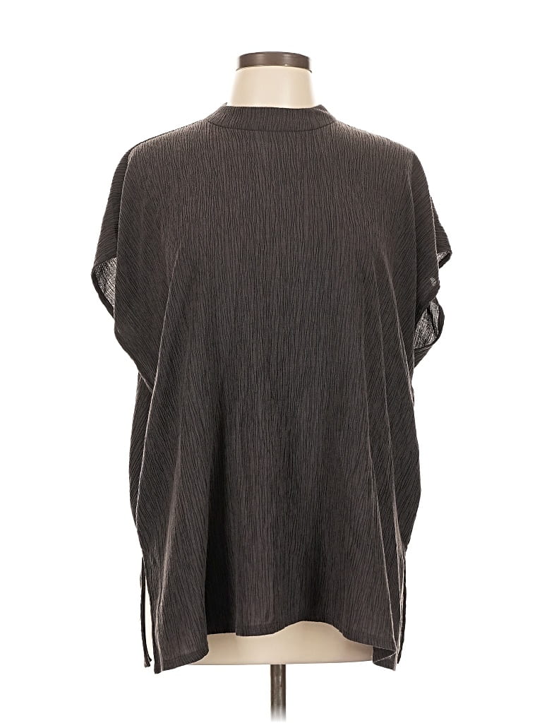 Pre-owned Eileen Fisher Short Sleeve Blouse In Gray