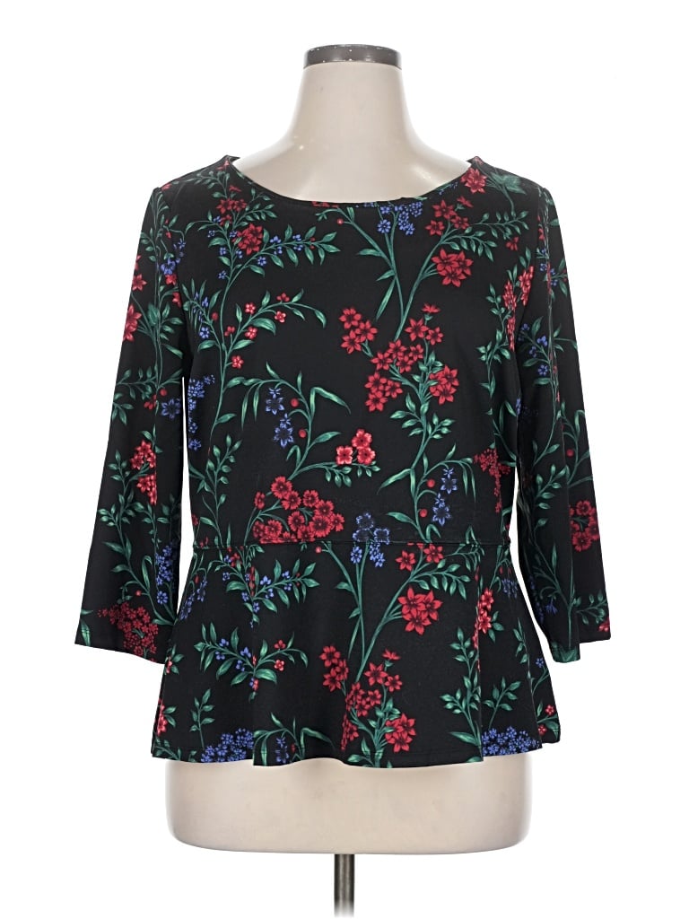 Pre-owned Charter Club 3/4 Sleeve Blouse In Black