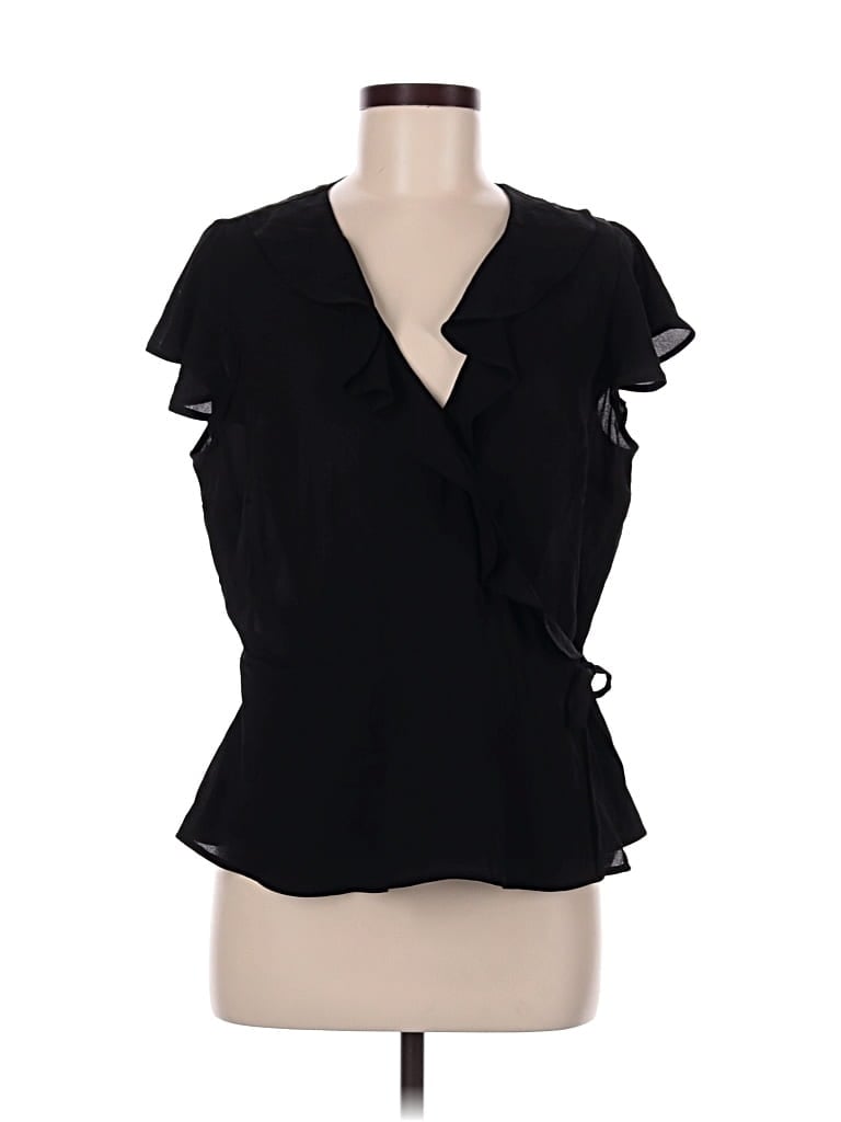 Pre-owned Banana Republic Short Sleeve Blouse In Black