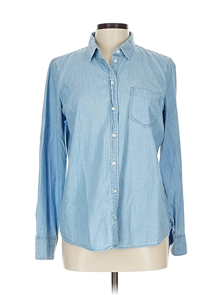 Pre-owned J.crew Factory Store Long Sleeve Button Down Shirt In Blue