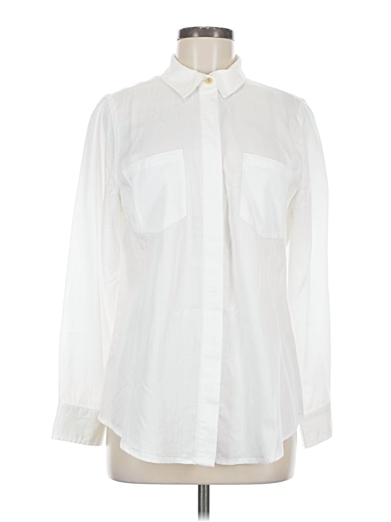 Pre-owned Chico's Long Sleeve Button Down Shirt In White