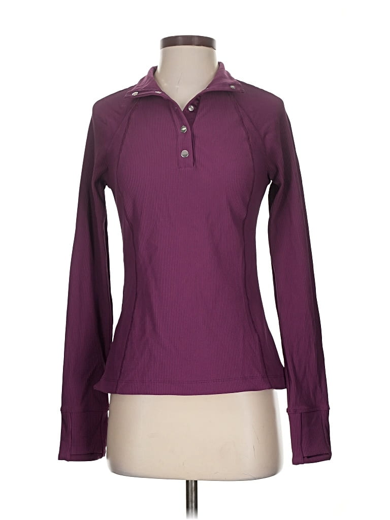 Pre-owned Athleta Long Sleeve Polo Shirt In Purple