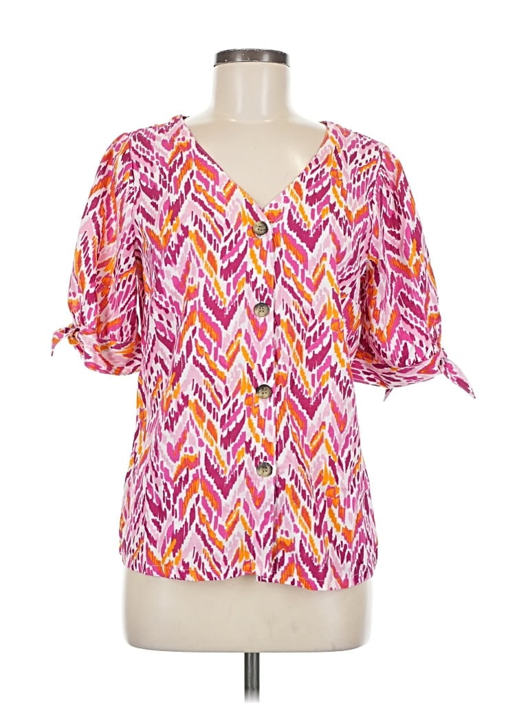 Pre-owned Emily Daniels Short Sleeve Blouse In Pink