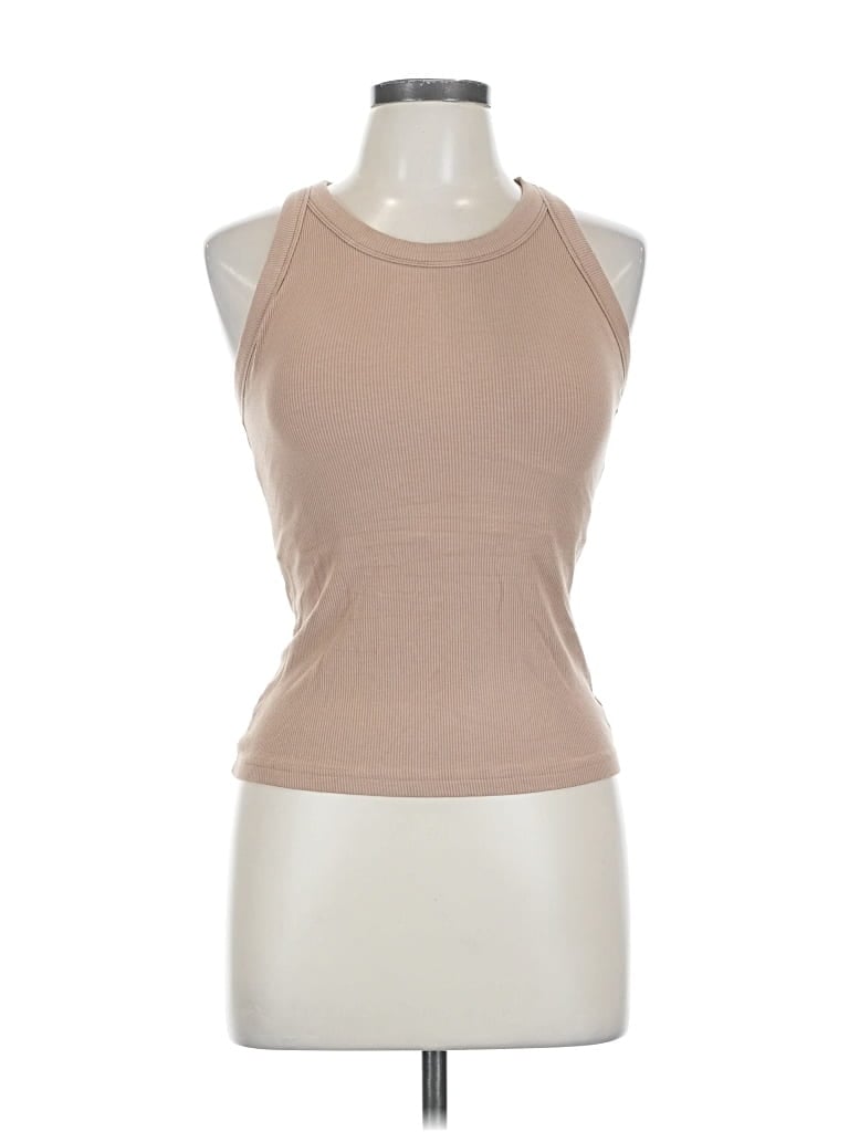 Pre-owned Chicme Tank Top Tan Halter Neckline Tops In Brown