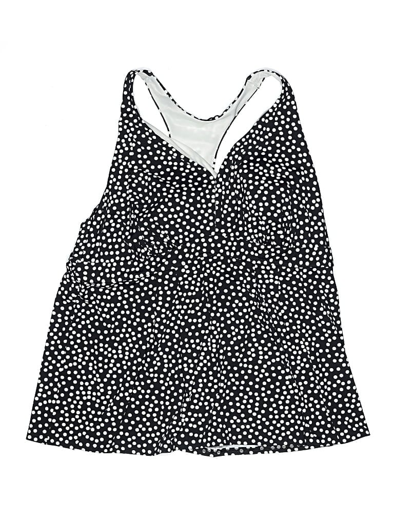 Pre-owned Lands' End Swimsuit Top Black Polka Dots Pattern Swimwear