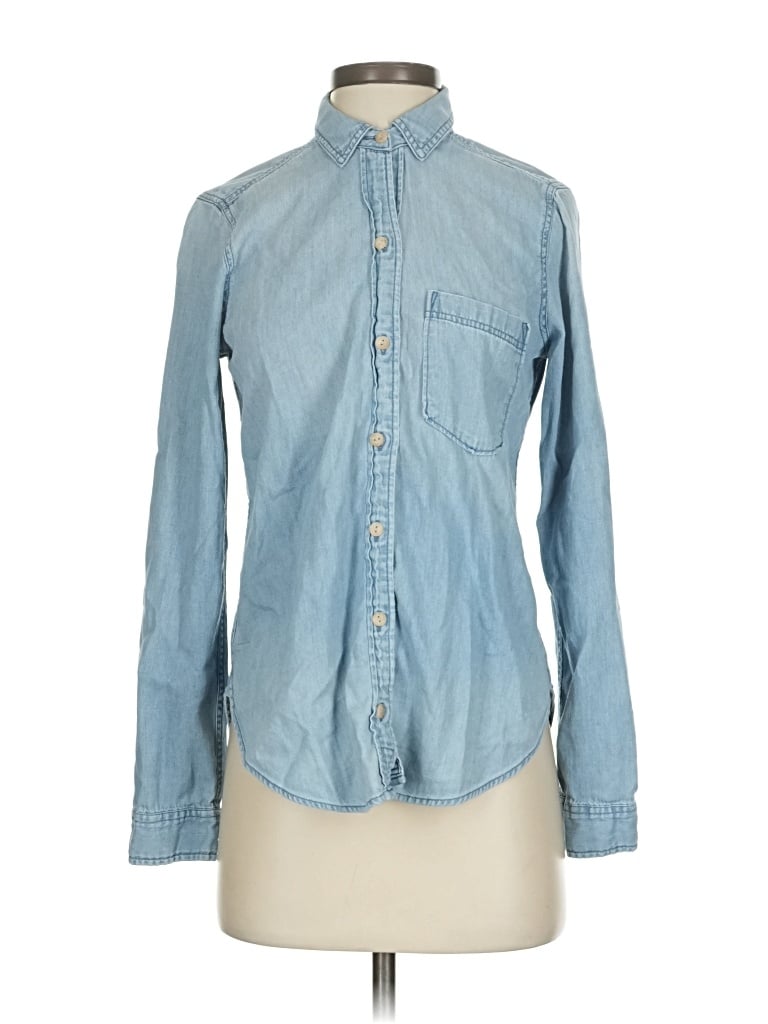 Pre-owned Abercrombie & Fitch Long Sleeve Button Down Shirt In Blue