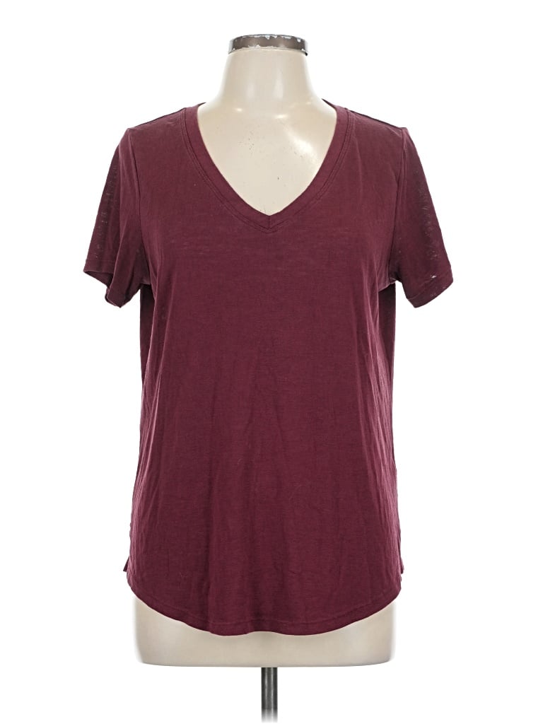 Pre-owned Athleta Short Sleeve T-shirt In Burgundy