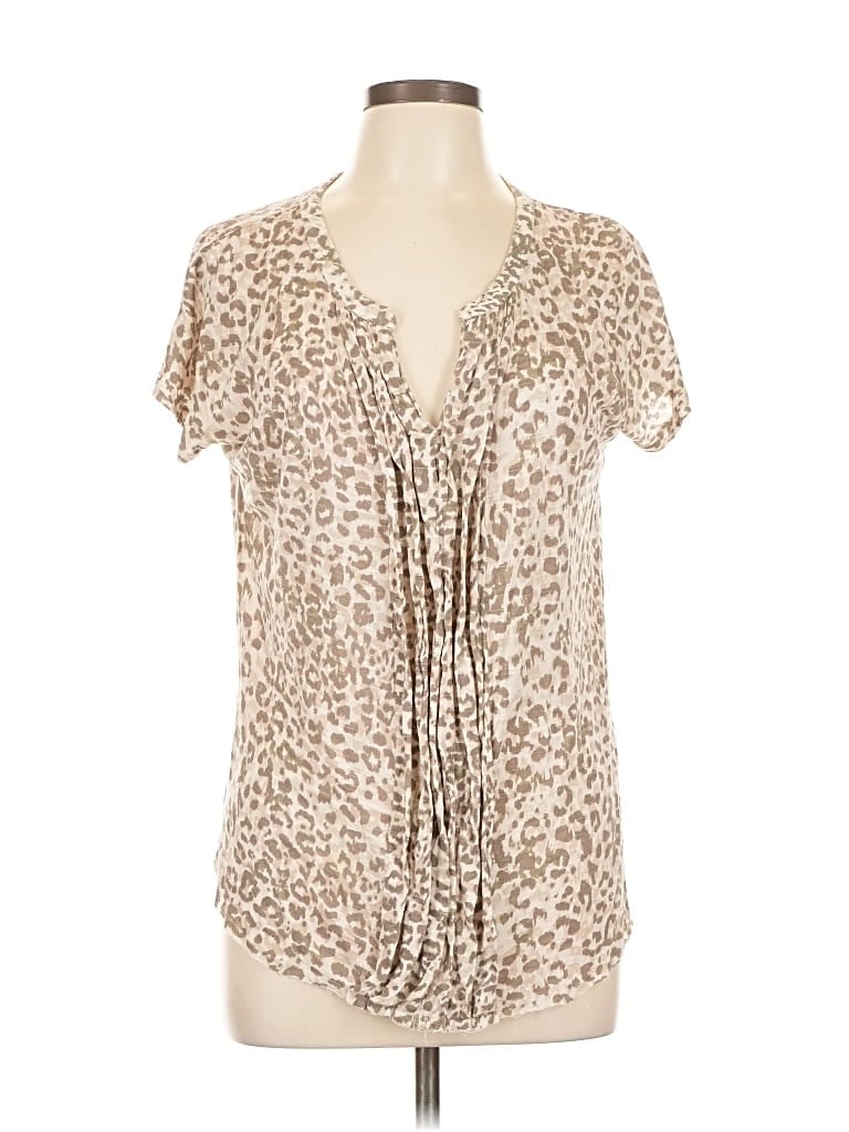 Pre-owned Lucky Brand Short Sleeve Blouse In Brown