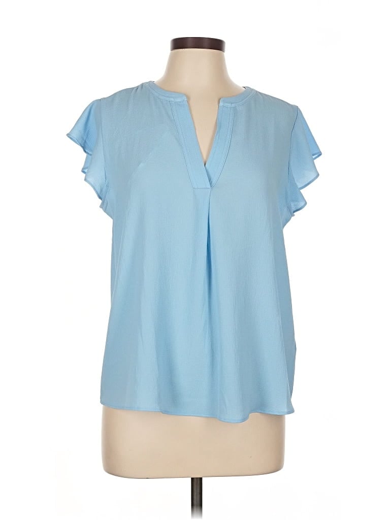 Calvin Klein Short Sleeve Blouse In Blue
