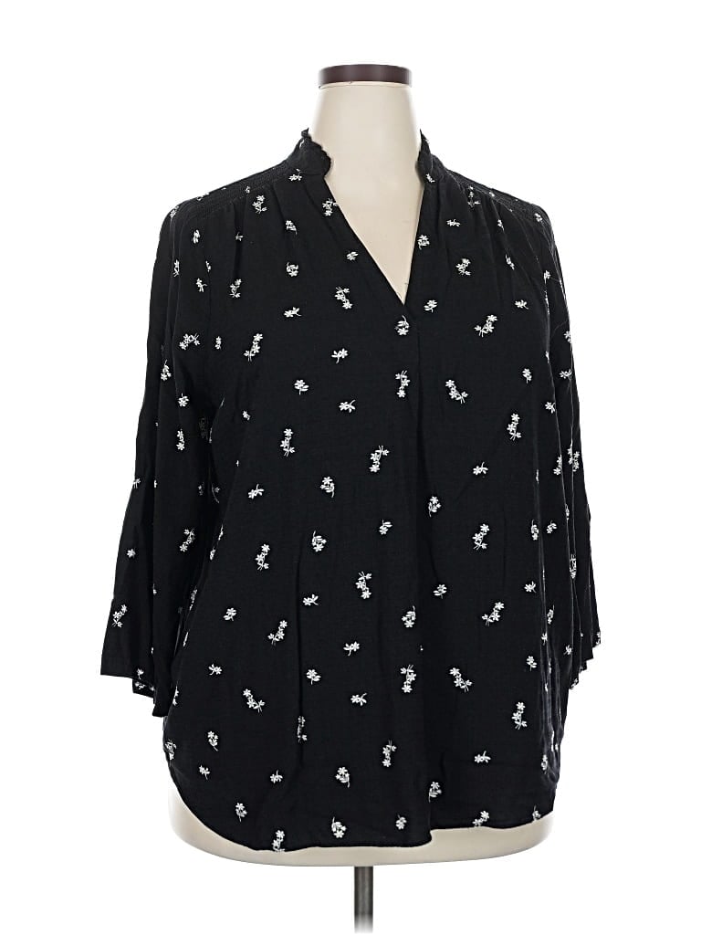 Pre-owned Lane Bryant 3/4 Sleeve Blouse In Black