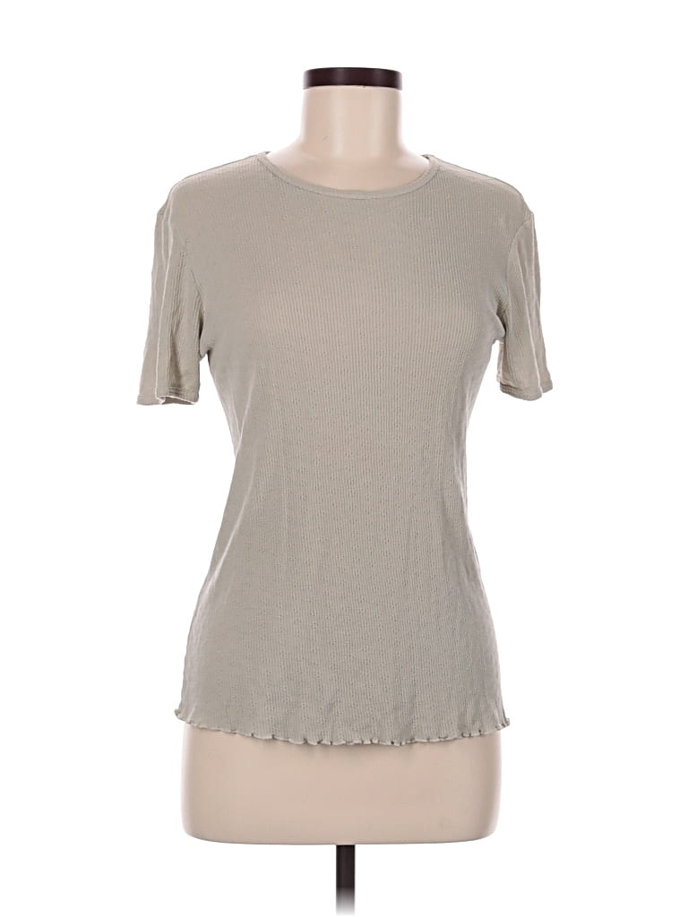 Pre-owned Democracy Short Sleeve Top Gray Crew Neck Tops