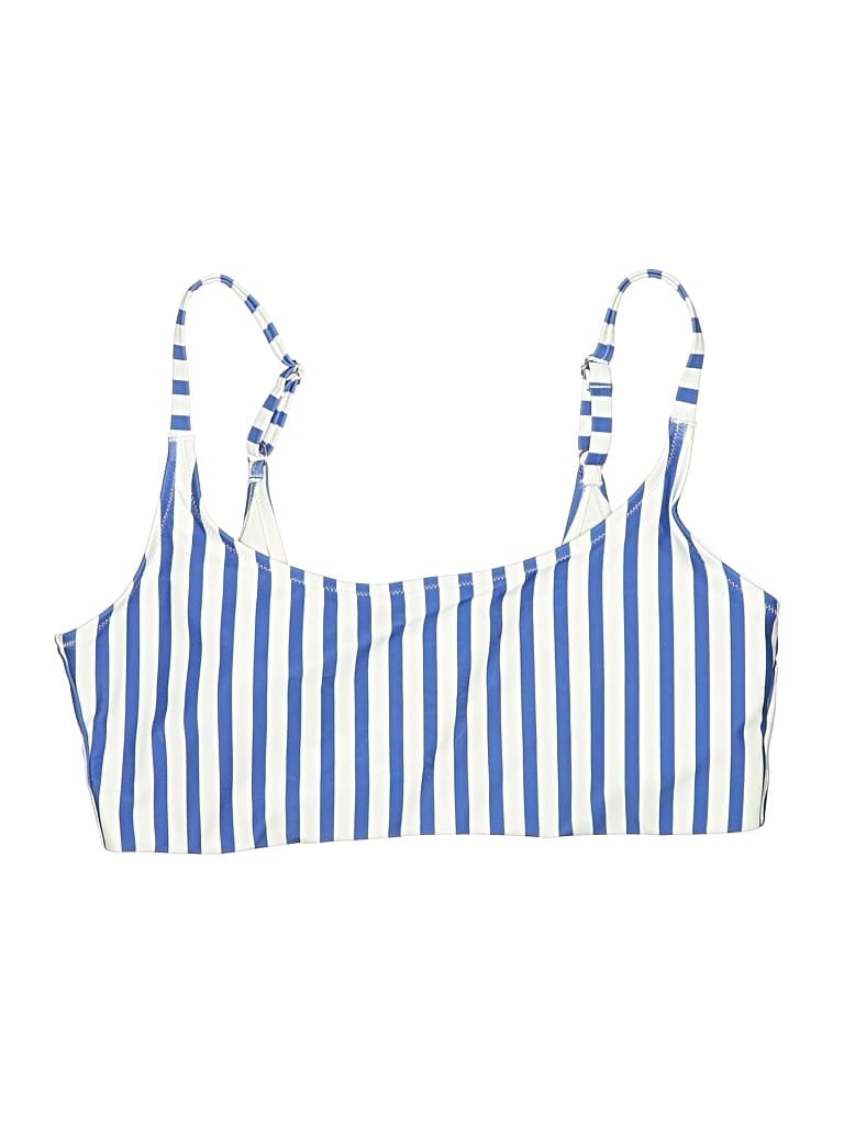 ASSORTED BRANDS Pre-owned Swimsuit Top Blue Stripes Pattern Swimwear