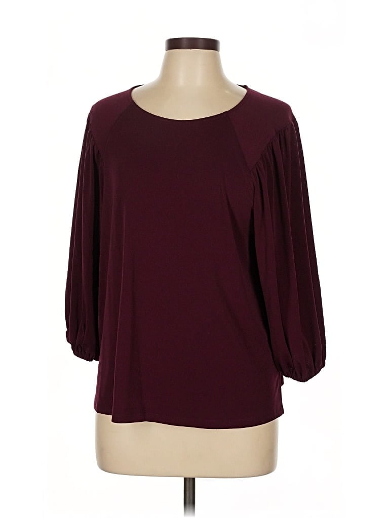 Pre-owned Cece 3/4 Sleeve Top Burgundy Scoop Neck Tops