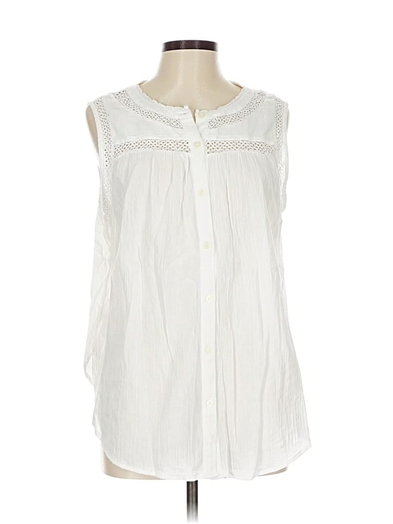 Pre-owned Ann Taylor Loft Sleeveless Blouse In White